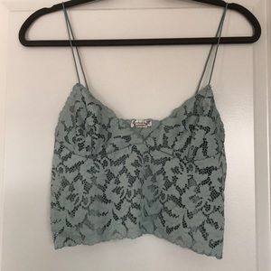 Free People Longline Lace Bralette/Camisole in Light Blue Size Small